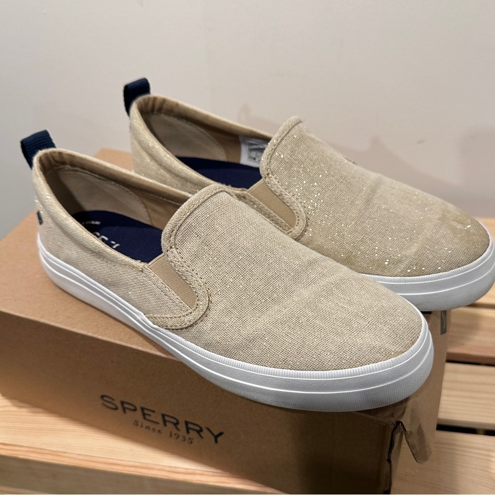 Sperry Women's Beige Slip-On Sneakers